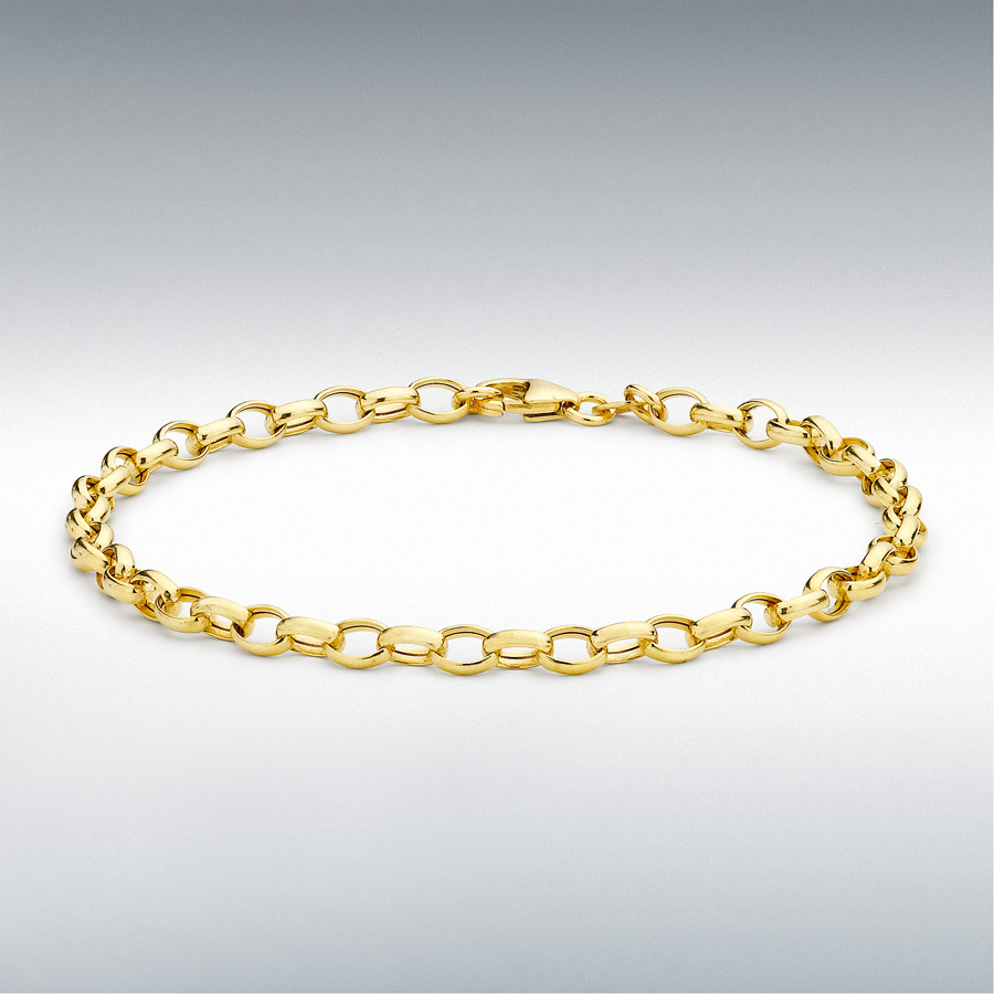 9ct Yellow Gold 130 Hollow Oval Belcher Bracelet 18cm/7"