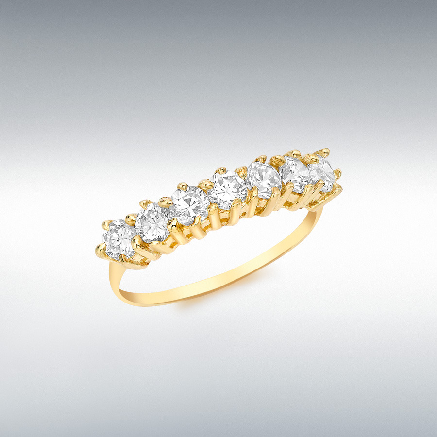 9ct Yellow Gold 7-Stone 4mm CZ Half-Eternity Ring