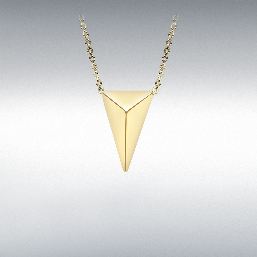 9ct Yellow Gold 9.6mm x 13mm Elongated Pyramid Adjustable Necklace 41cm/16"-43cm/17"