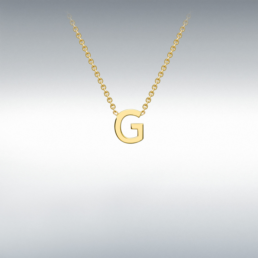 9ct Yellow Gold 4.5mm x 5mm 'G' Initial Adjustable Necklace 38cm/15"-43cm/17"
