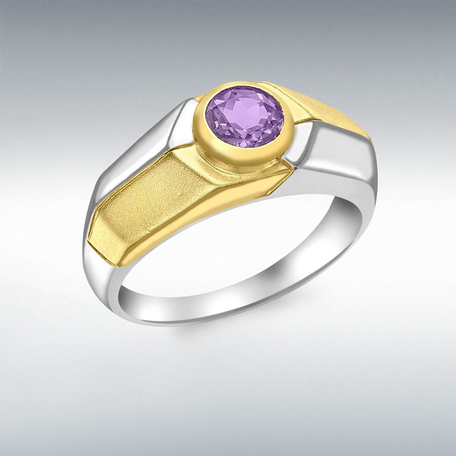 9ct White and Yellow Gold Amethyst Ring