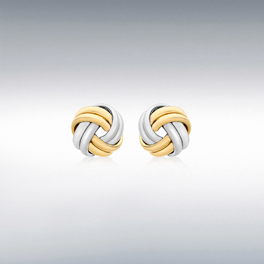 9ct 2-Colour Gold 8.5mm Double-Knot Stud Earrings