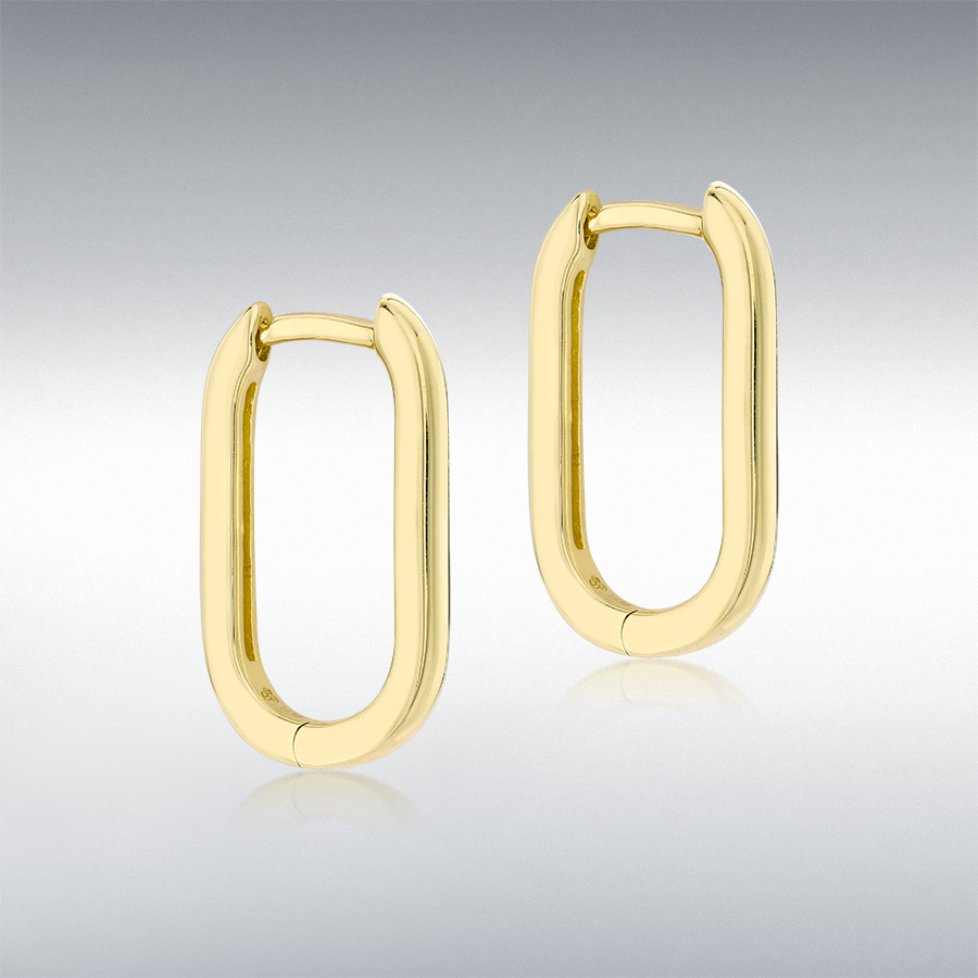 9ct Yellow Gold 10.5mm x 17mm Rectangular Hoop Creole Earrings