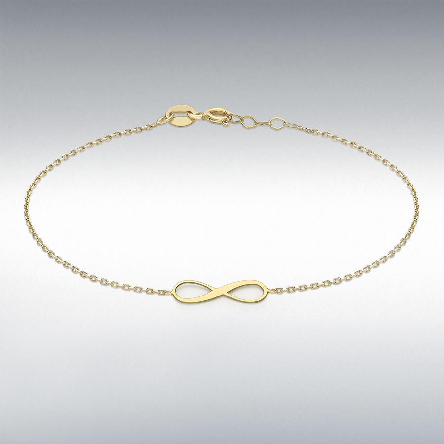 9ct Yellow Gold 15.5mm x 5mm 'Infinity' Adjustable Bracelet 18cm/7"-19cm/7.5