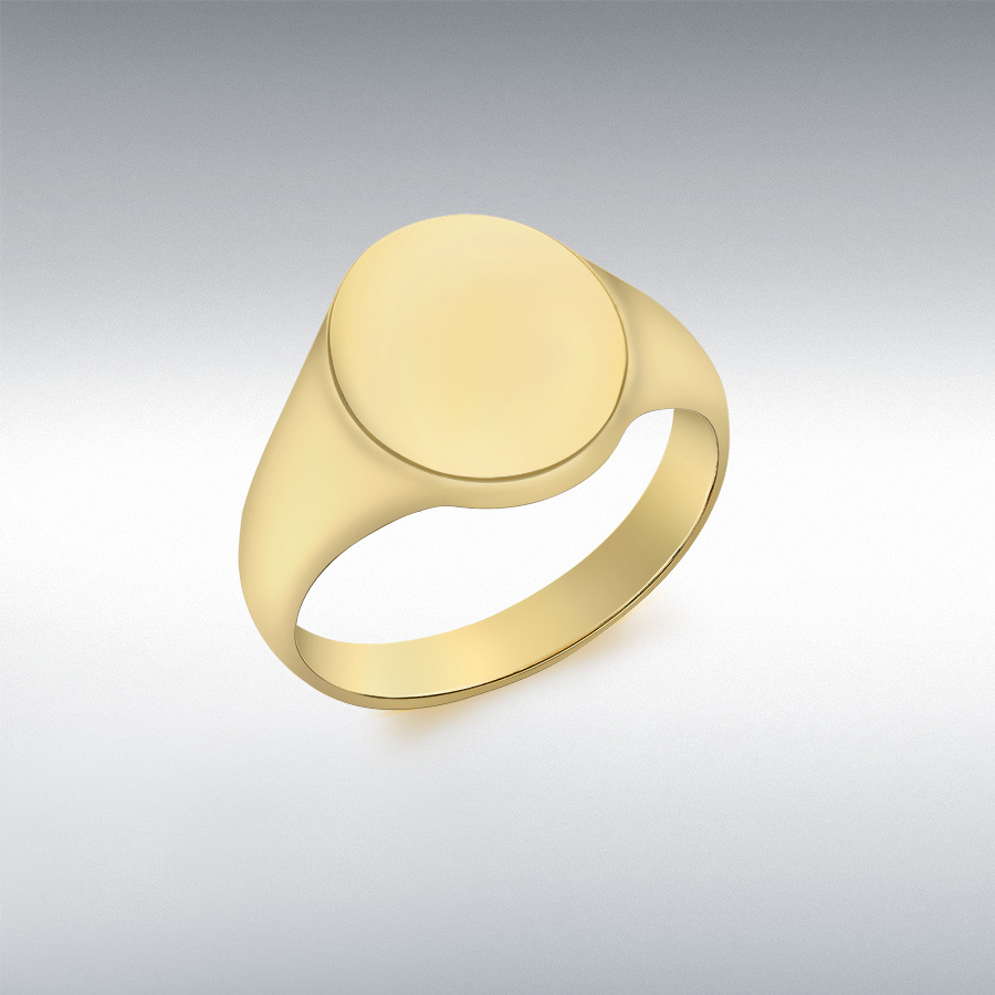 9ct Yellow Gold Plain 10mm x 12mm Oval Signet Ring