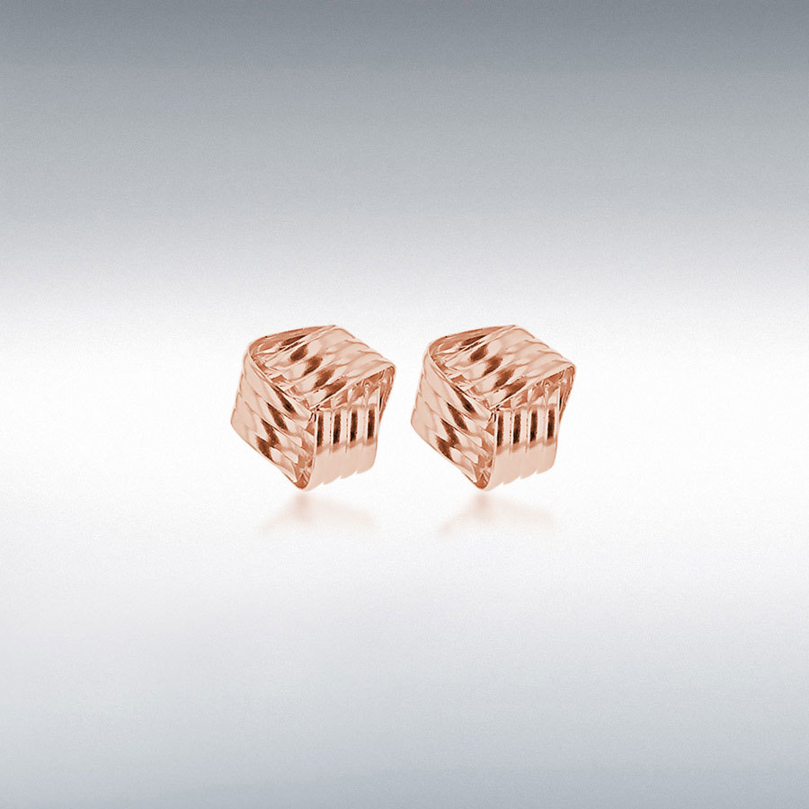 9ct Rose Gold 8mm Ribbed Knot Stud Earrings