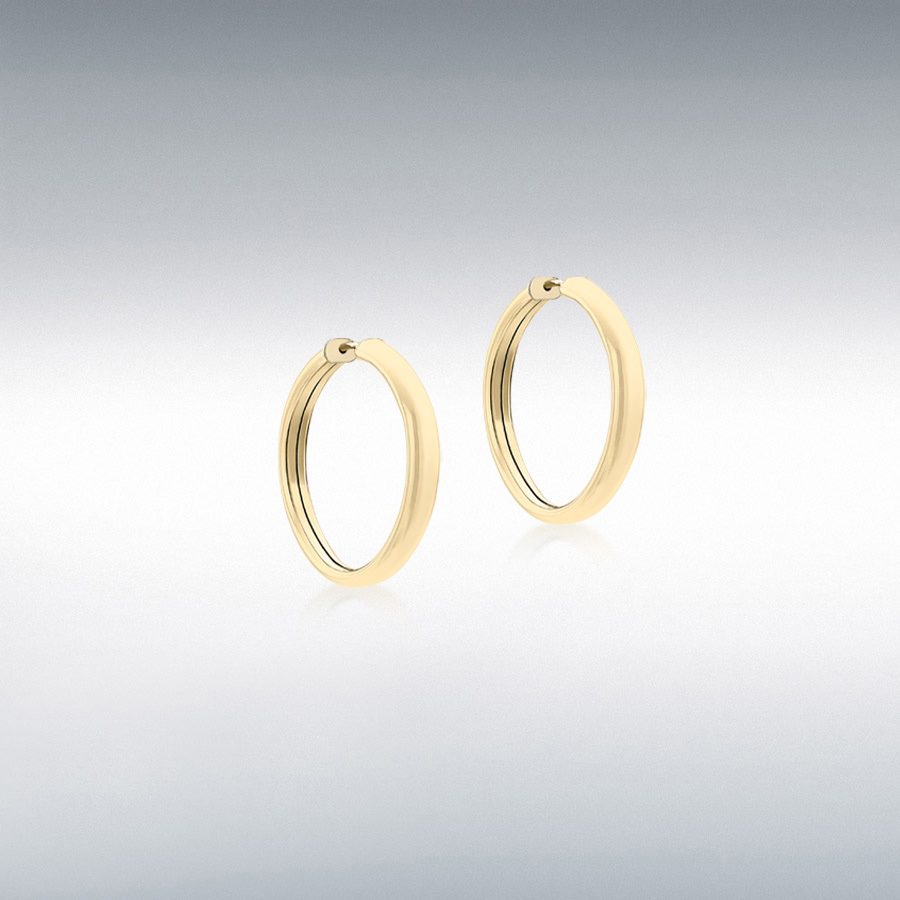 9ct Yellow Gold 4mm Tube 25mm Hoop Earrings