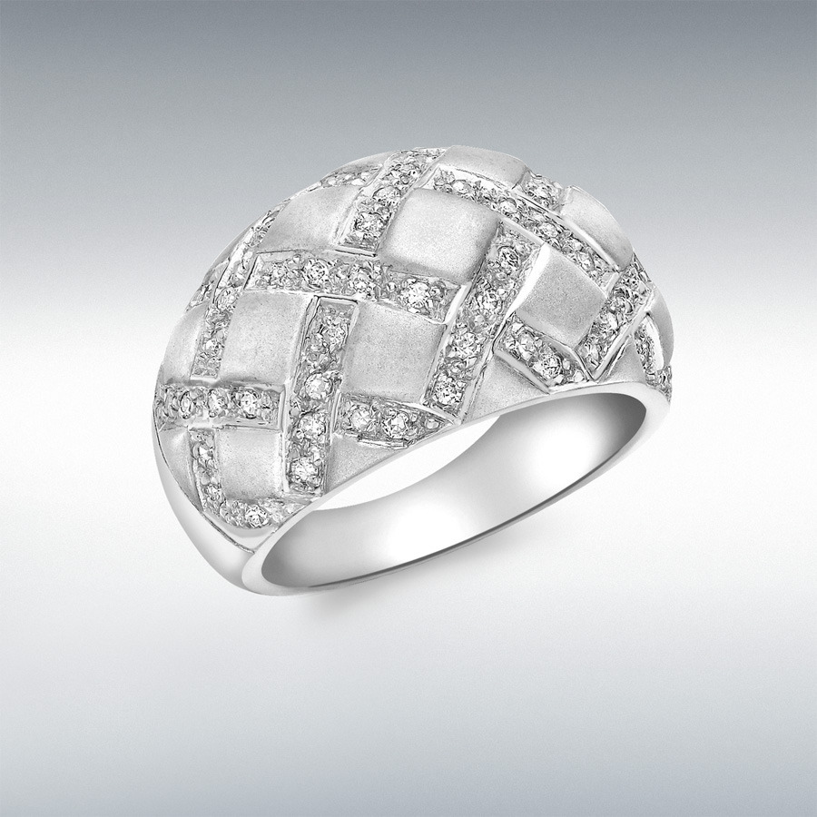 9ct White Gold 0.32ct Diamond Satin Lattice Ring