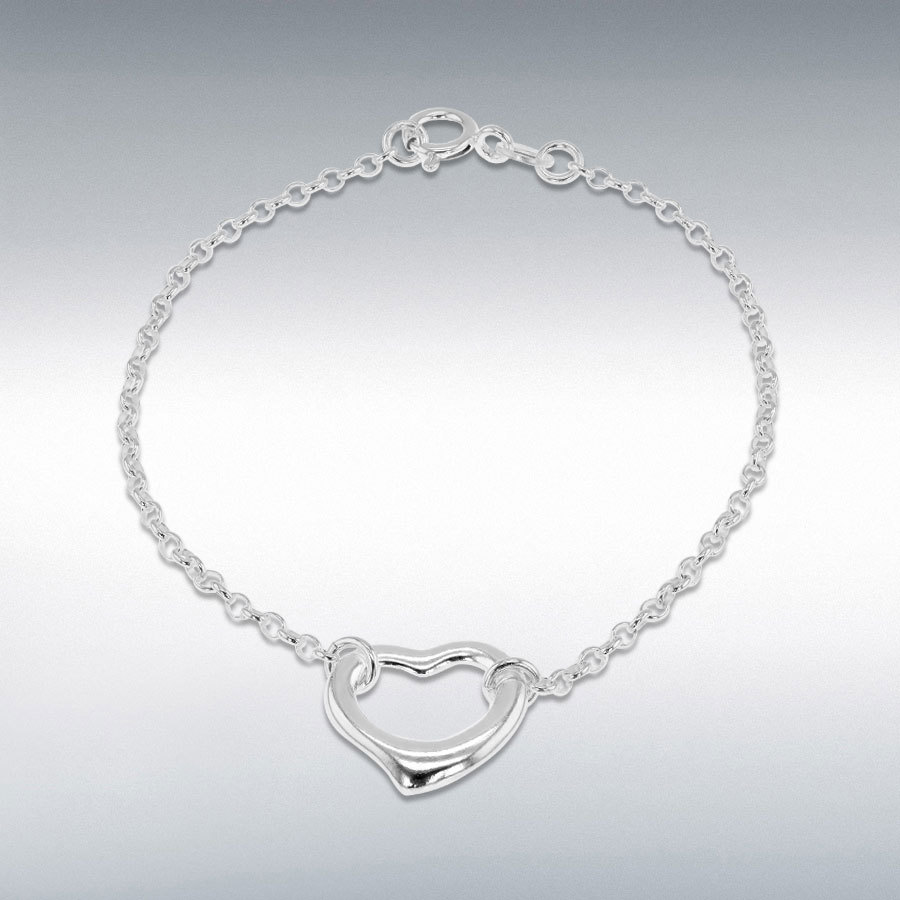 Heart Charm Belcher Bracelet in Sterling Silver