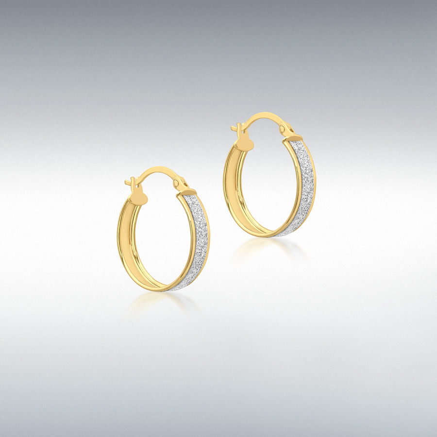9ct Yellow Gold 4mm Tube 19mm Stardust Creole Earrings