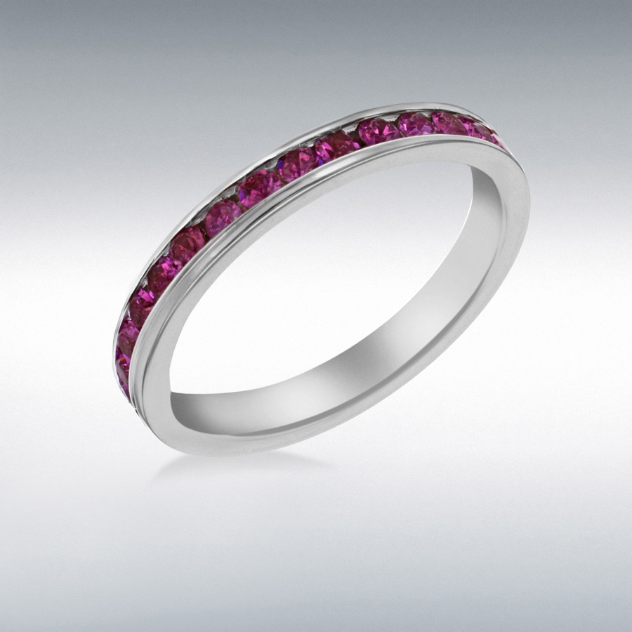 Sterling Silver Purple Crystal 3mm Eternity Ring