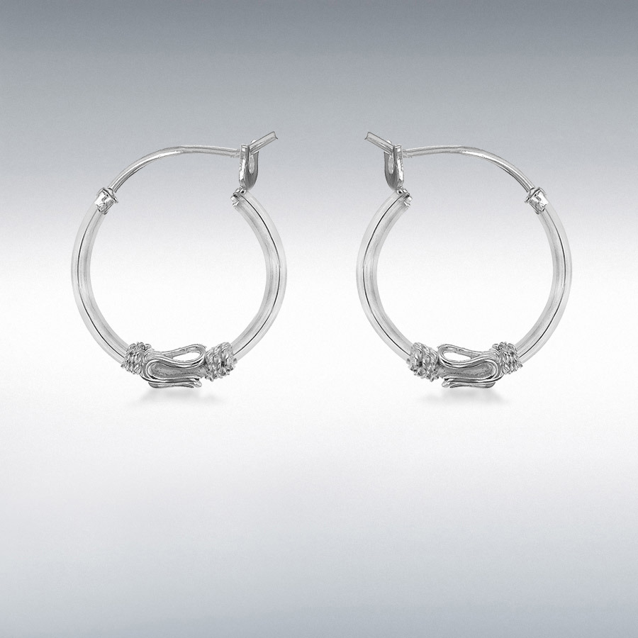 Sterling Silver 16mm Rope Design Hoop Earrings