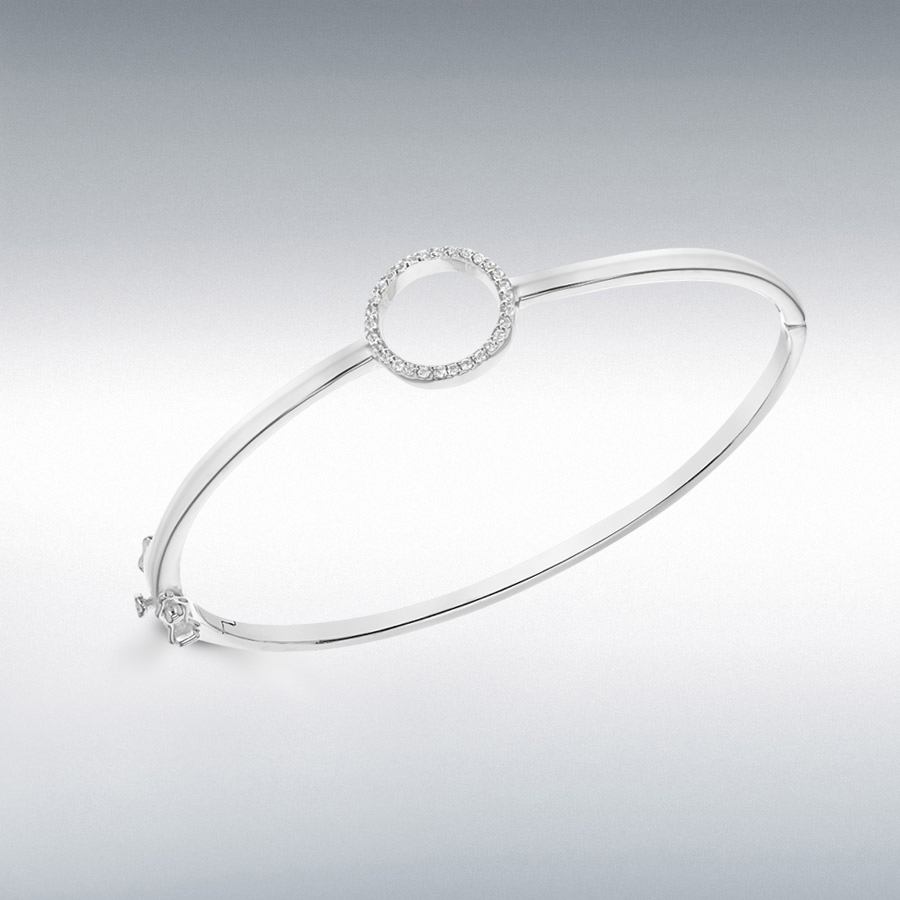 Sterling Silver White CZ Ring Bangle