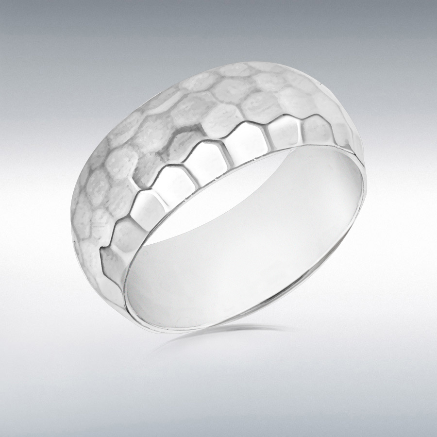 Sterling Silver 9mm Hammered Band Ring