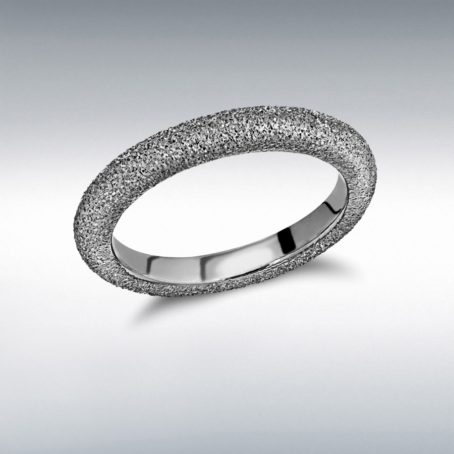 Sterling Silver Black Rhodium Plated 3mm Textured Band Stacking Ring