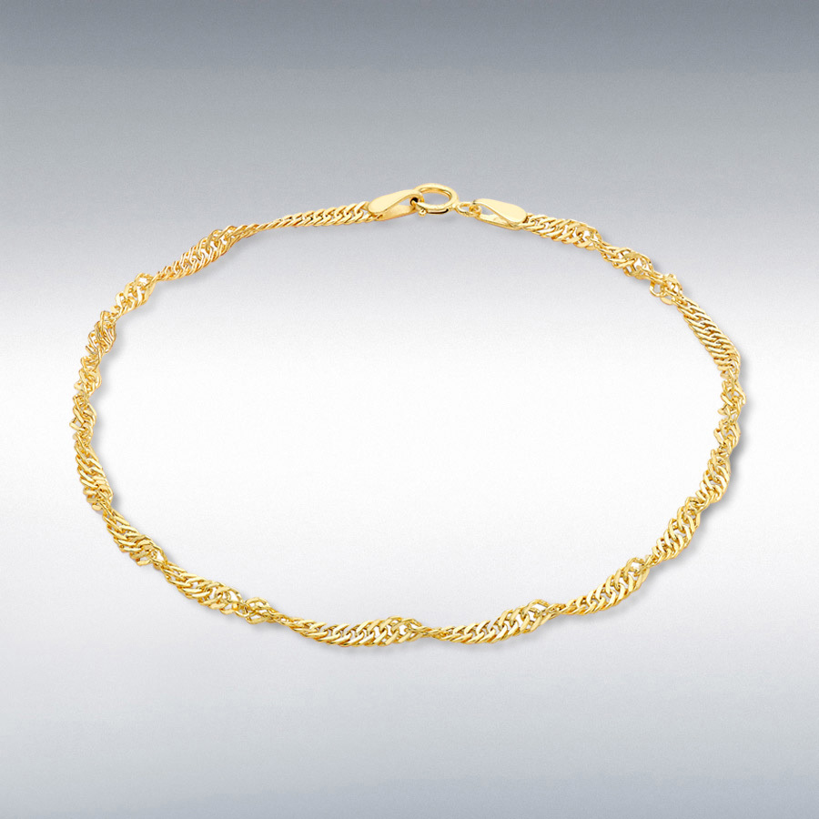 9ct Yellow Gold 45 Twist Curb Chain Bracelet 19cm/7.5"