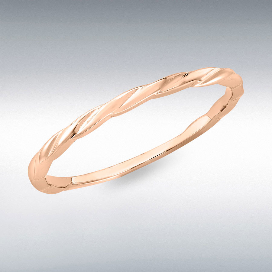 9ct Rose Gold  Flat Twist Band Stack Ring