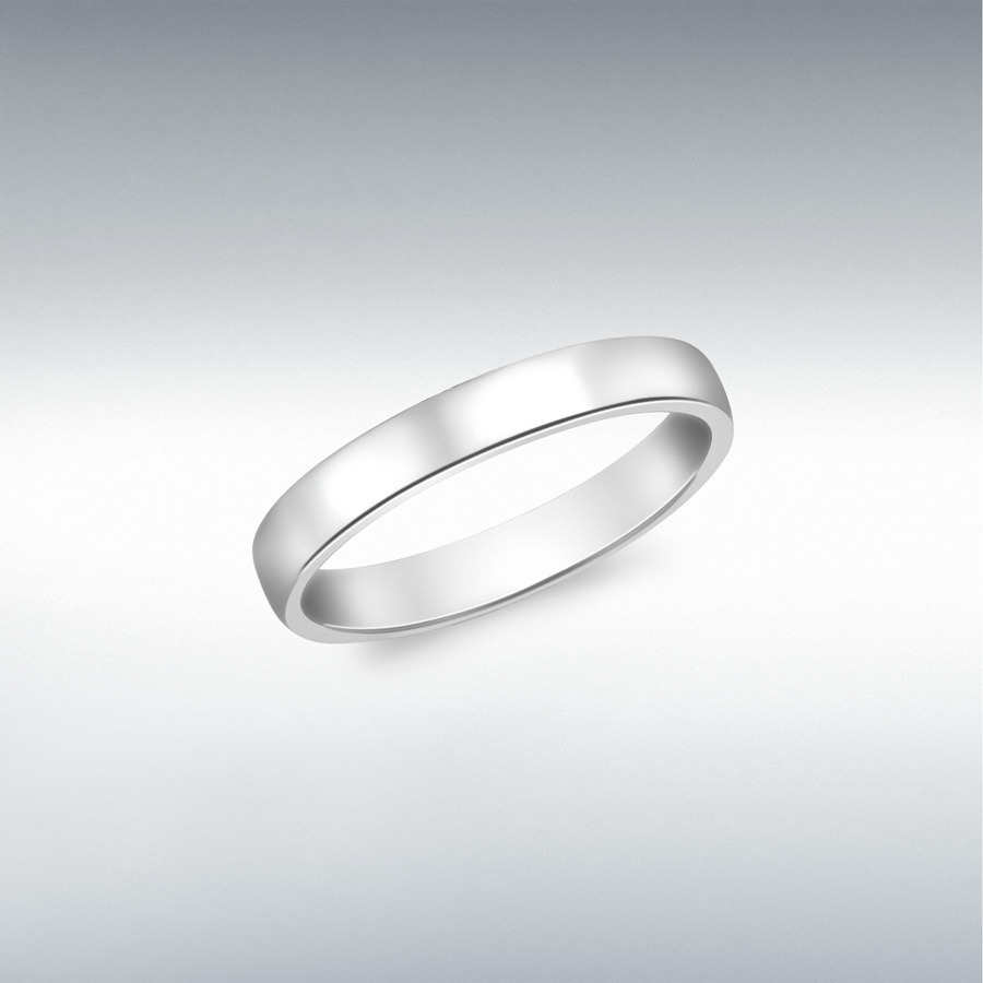 9ct White Gold 3mm Court Ring