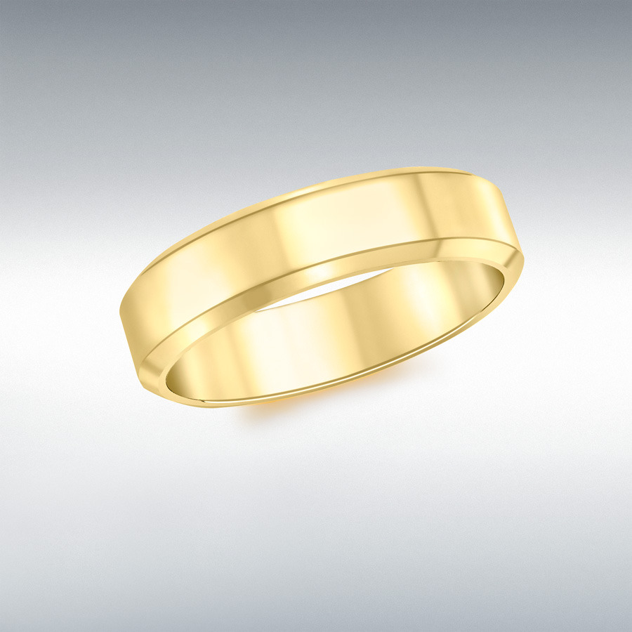 9ct Yellow Gold 5mm Bevel-Edge Band Ring