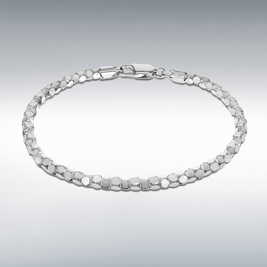 Sterling Silver Round Mirror Bracelet 20cm/8"