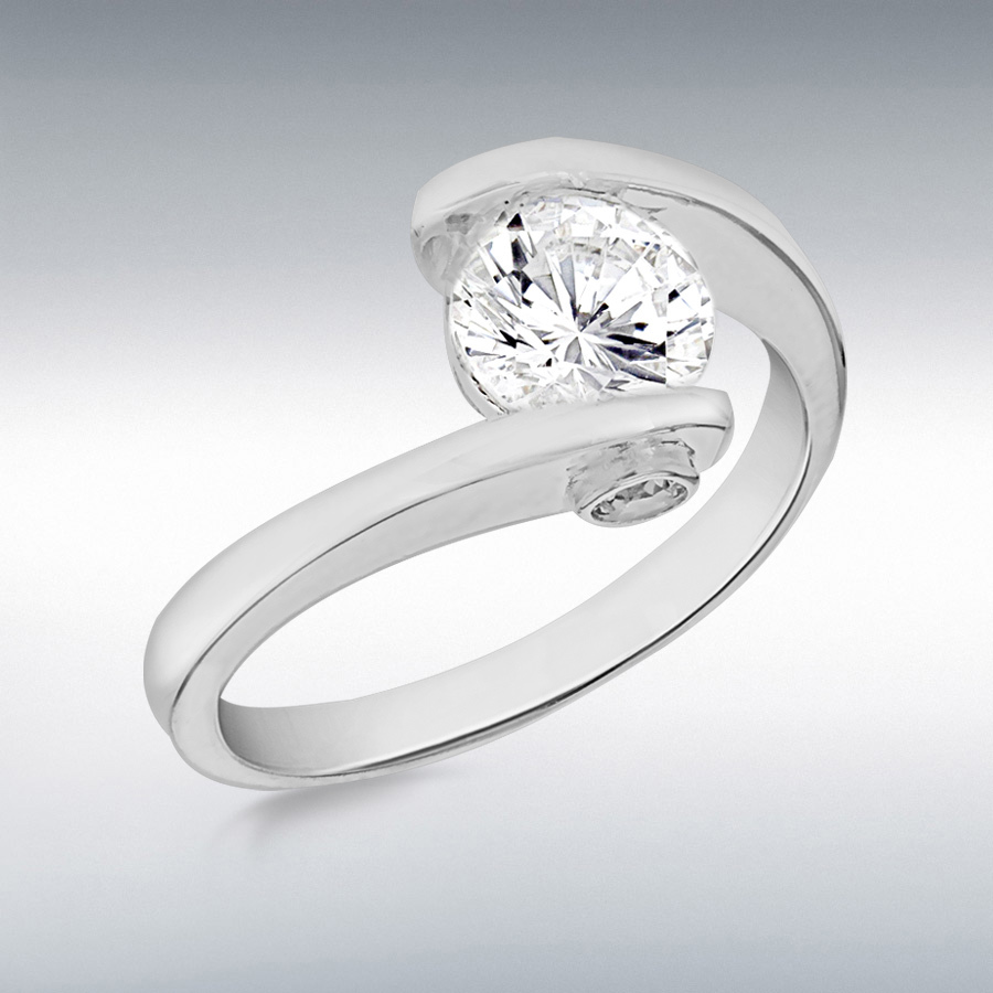 Our Own Solitaire Ring – Polished Black Titanium With Round Cubic Zirconia, Size 5