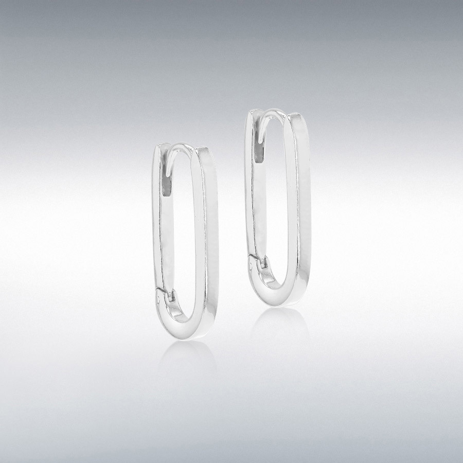 Sterling Silver 10.5mm x 20mm Rectangular Hoop Creole Earrings