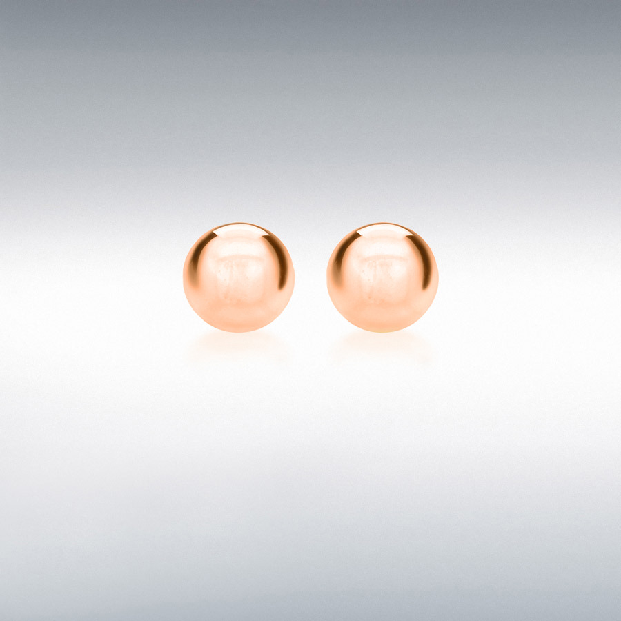 Sterling Silver Rose Gold Plated 8mm Ball Stud Earrings