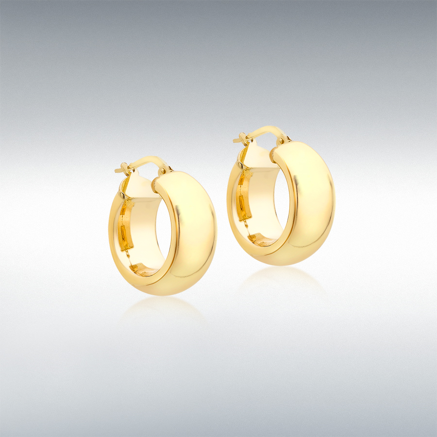 18ct Yellow Gold 8.5mm Tube 18mm Polished Round Hoop Creole Earrings