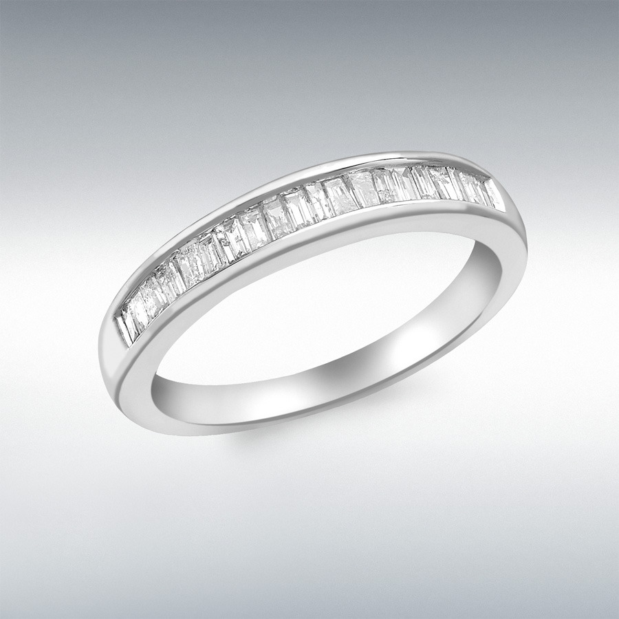 9ct White Gold 0.30ct Baguette Cut Diamond Channel Set Half-Eternity Ring