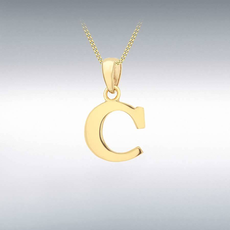 9ct Yellow Gold 10mm x 16mm Plain 'C' Initial Pendant
