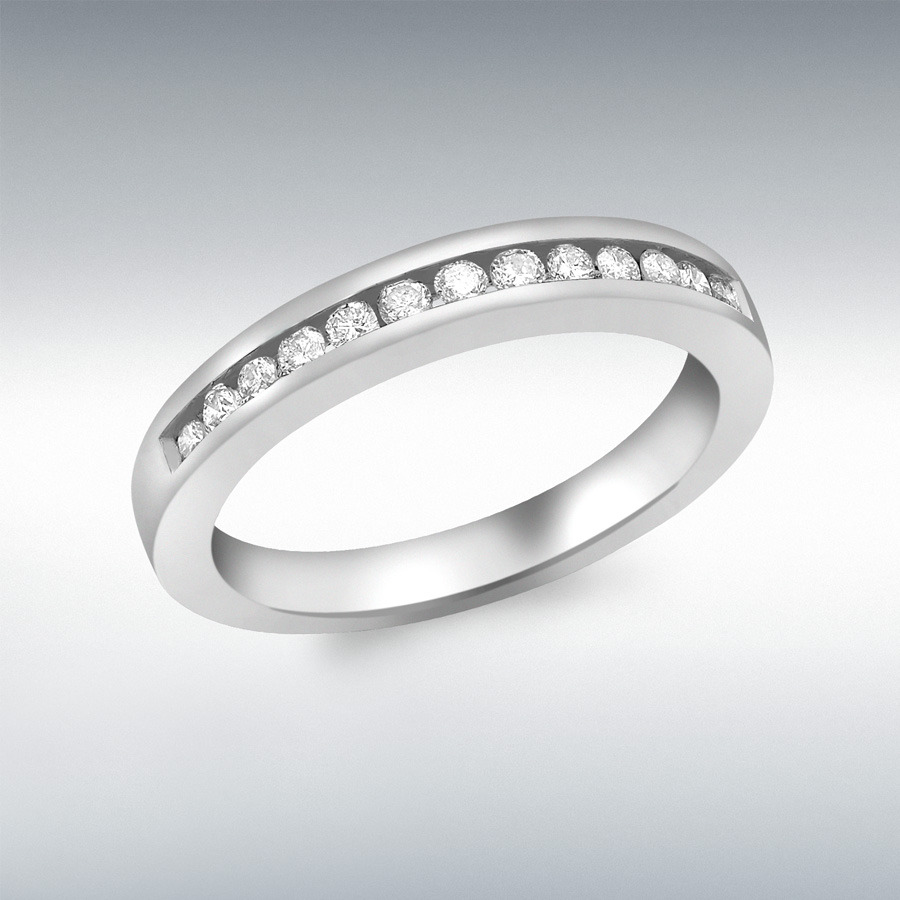 9ct White Gold 0.25ct Channel Set Diamond Ring