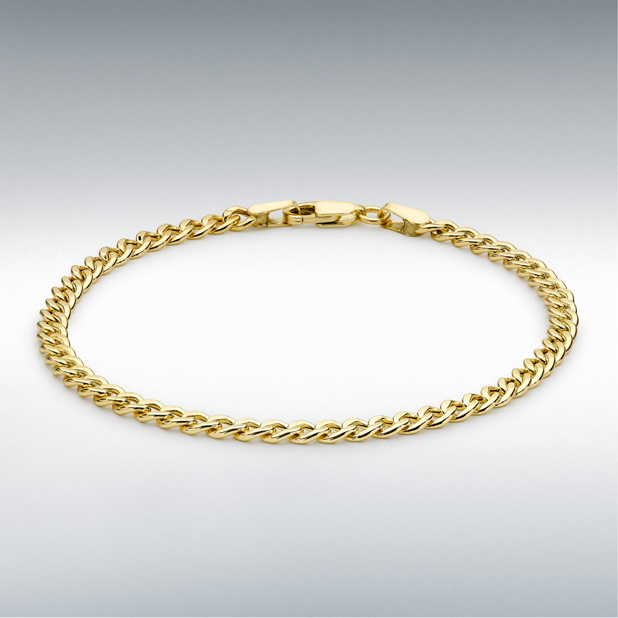 9ct Yellow Gold Hollow Curb Bracelet 18cm/7"