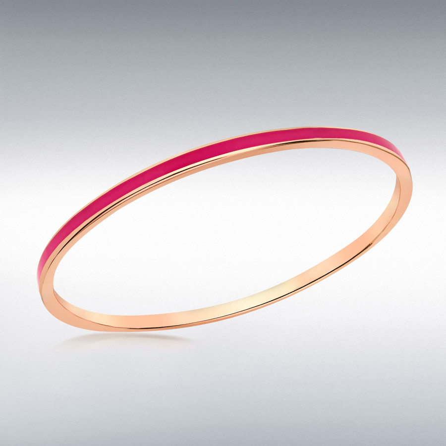 Sterling Silver Rose Gold Plated 3mm Pink Stacking Bangle