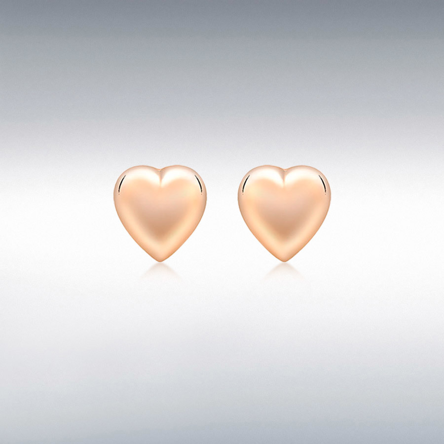 9ct Rose Gold 7mm x 7mm Puffed-Heart Stud Earrings