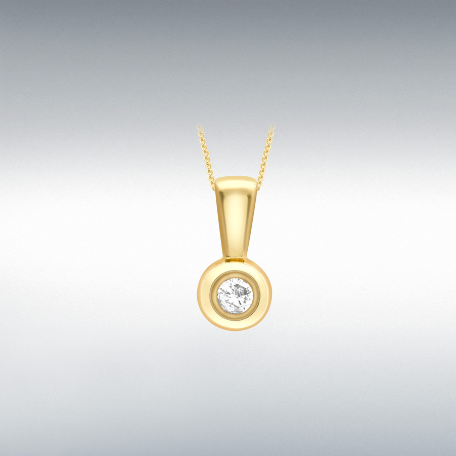 9ct Yellow Gold 0.20ct Diamond 6.3mm x 13.2mm Doughnut Pendant