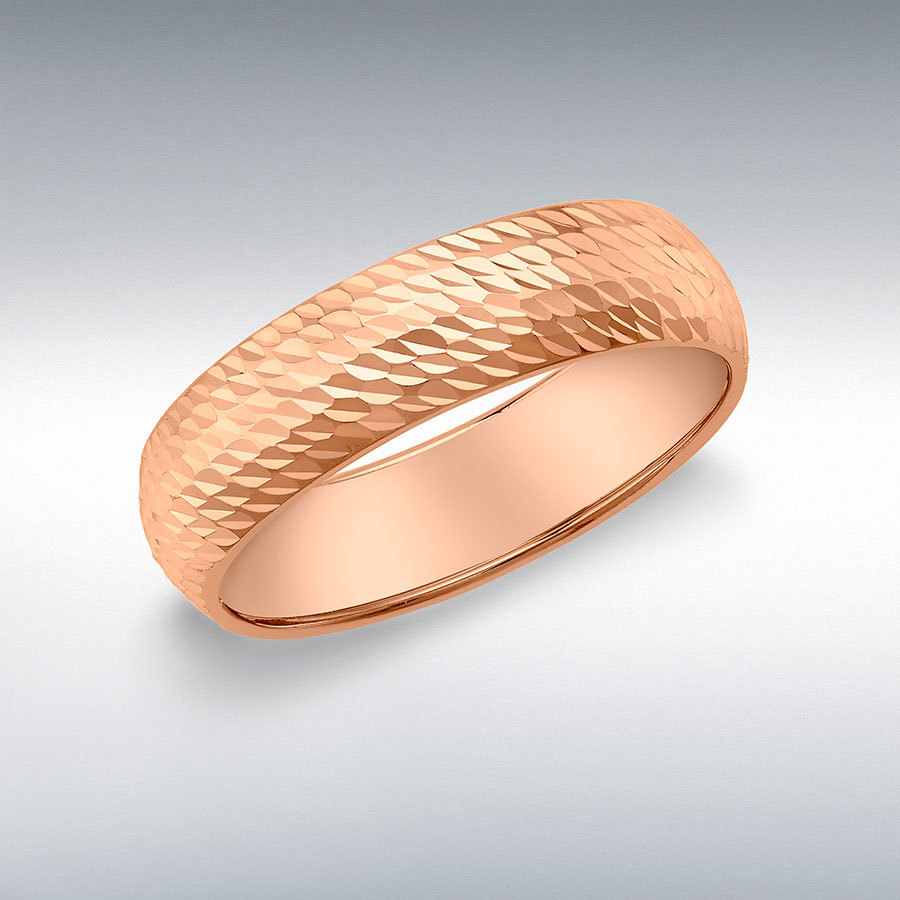 9ct Rose Gold 5.2mm Diamond Cut Band Ring