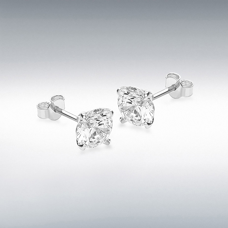 9ct White Gold 8mm Round CZ Stud Earrings
