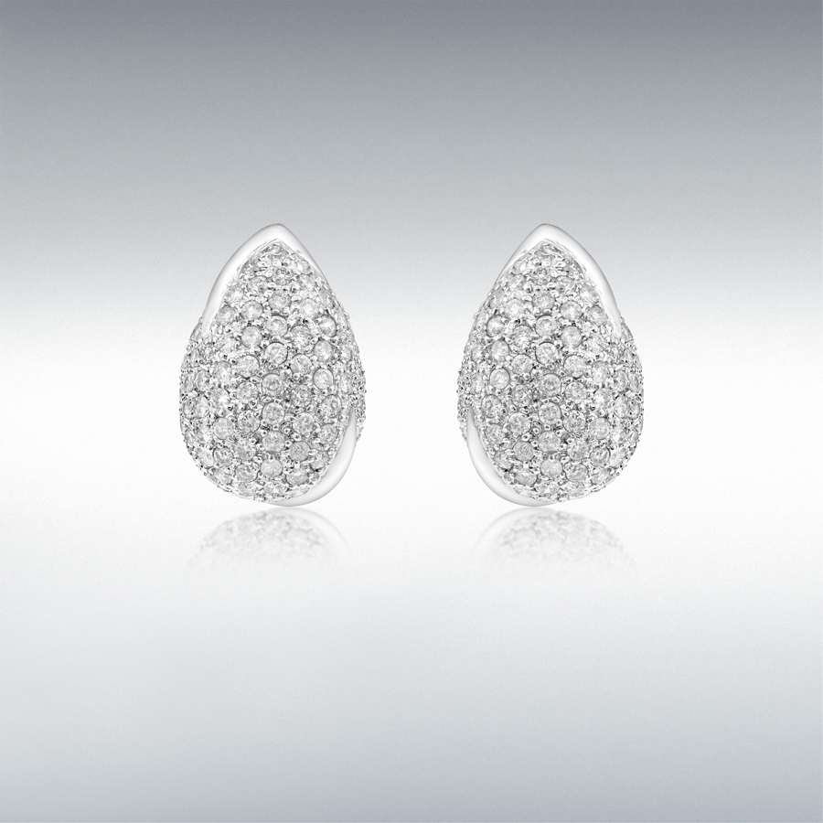 18ct White Gold 1.17ct Diamond 10mm x 15.5mm Teardrop Wrap-Around Earrings