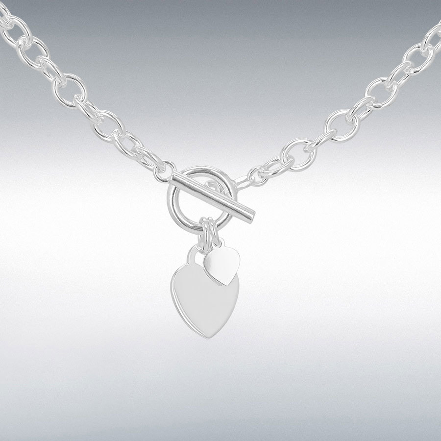 Strictly Gifts Sterling Silver Necklace with Double Heart Tag - 925  Hallmarked - T Bar Fastening : Amazon.co.uk: Fashion
