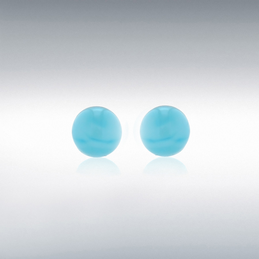 Sterling Silver 6mm Light Blue Bead Ball Stud Earrings