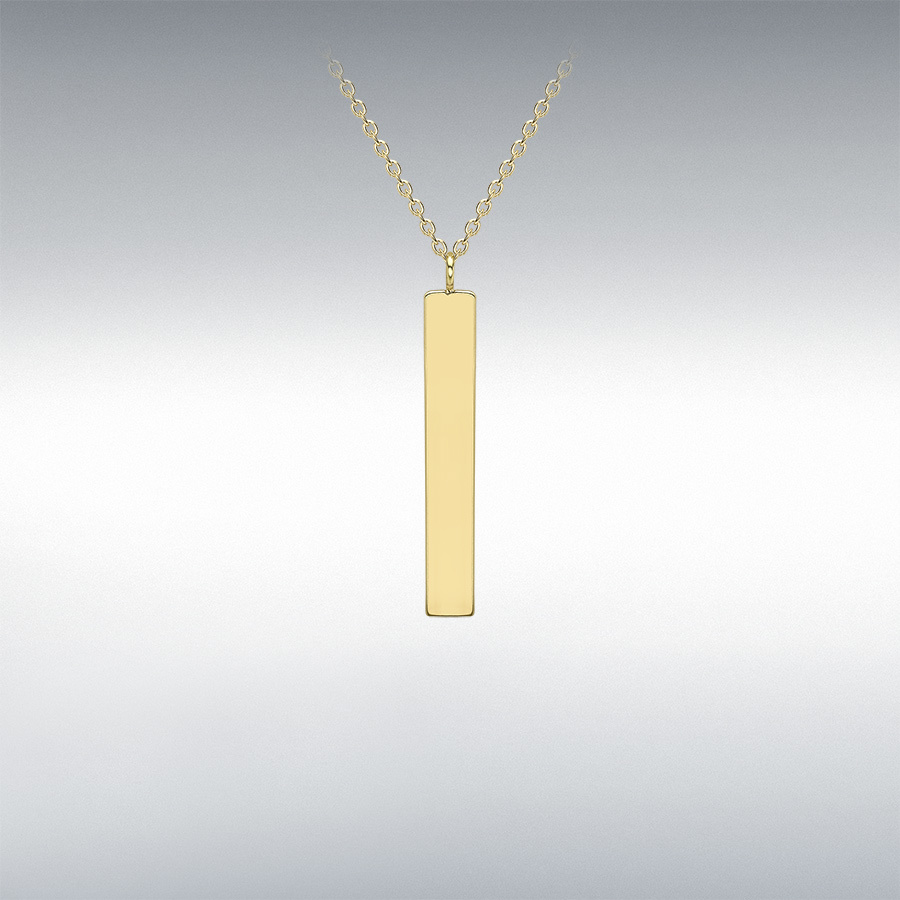 9ct Yellow Gold 3mm x 20mm Vertical Bar Adjustable Necklace 41cm/16"-43cm/17"