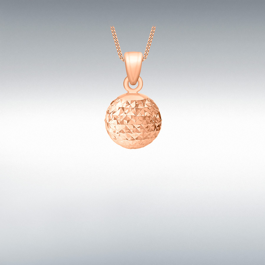 9ct Rose Gold 8mm Diamond Cut Ball Pendant