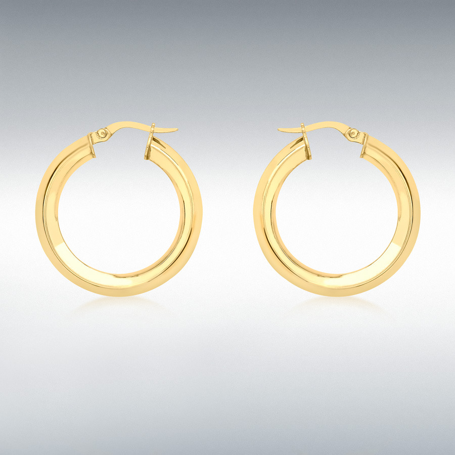 9ct Yellow Gold 3.7mm Square-Tube 27mm Creole Earrings