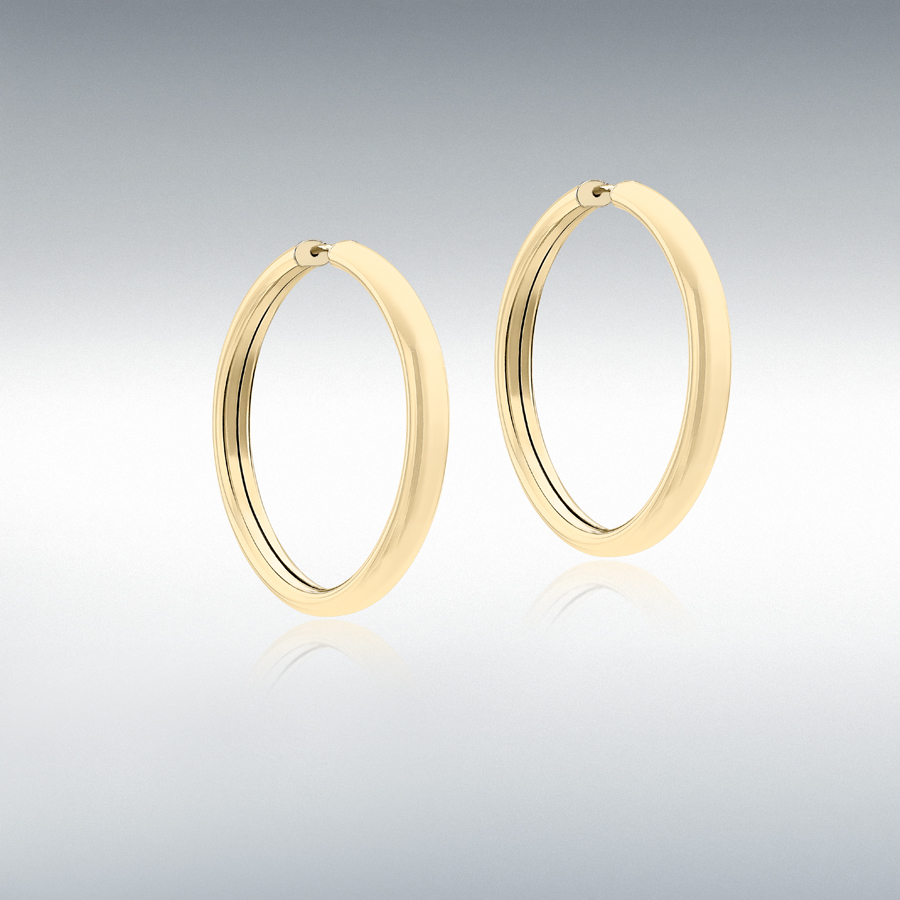 9ct Yellow Gold 4mm Tube 35mm Hoop Earrings