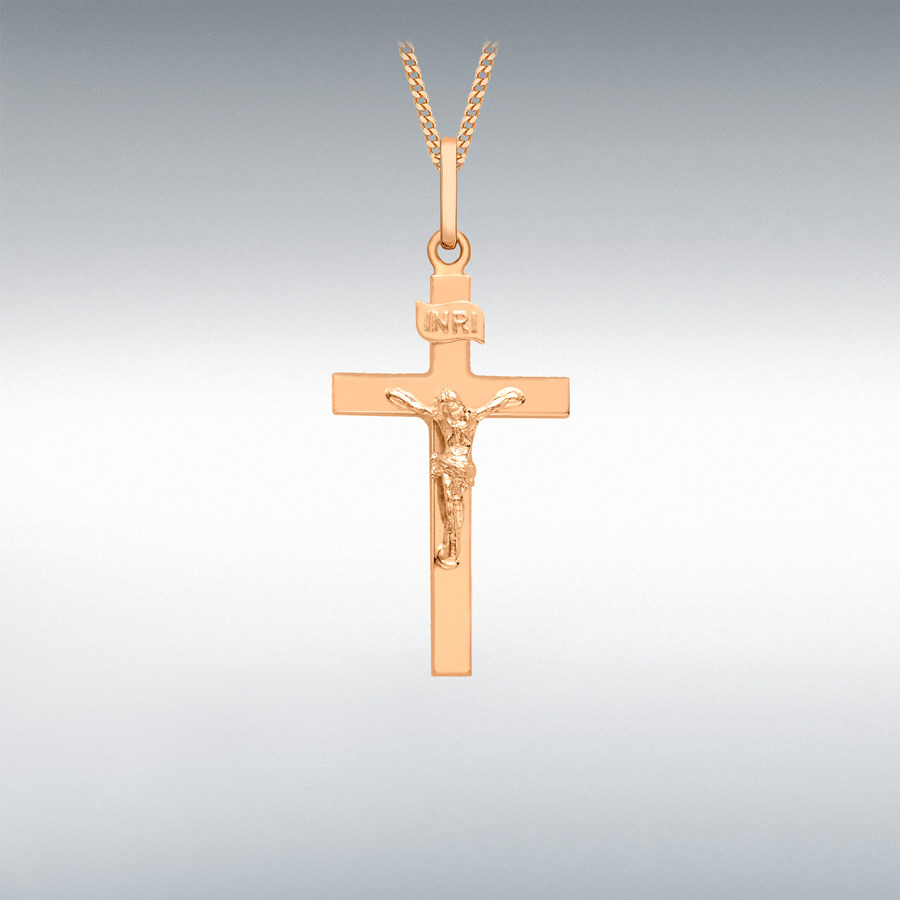 9ct Rose Gold 15mm x 32mm Polished Crucifix Pendant