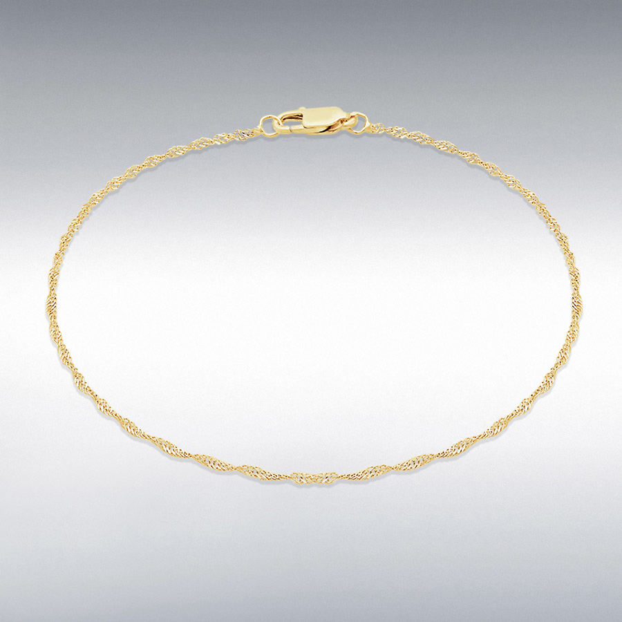 9ct Yellow Gold 30 Twist Curb Chain Bracelet 19cm/7.5"