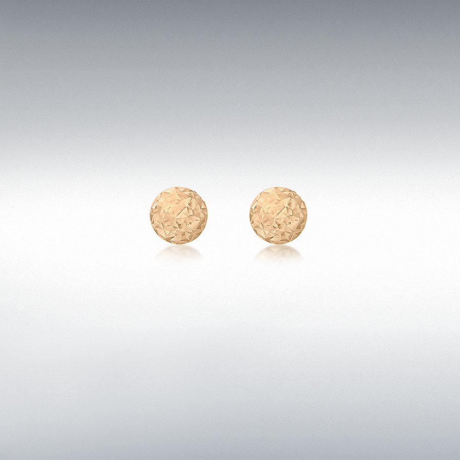 9ct Rose Gold 3mm Diamond Cut Ball Stud Earrings