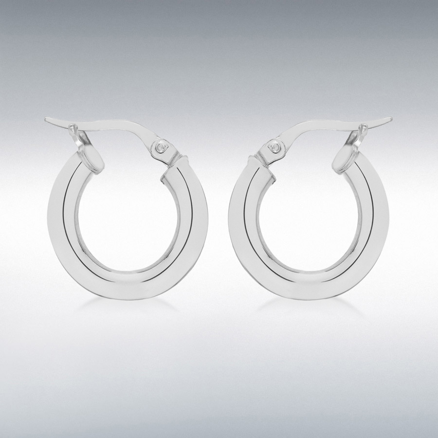 Sterling Silver 3mm Tube 15.5mm Hoop Creole Earrings