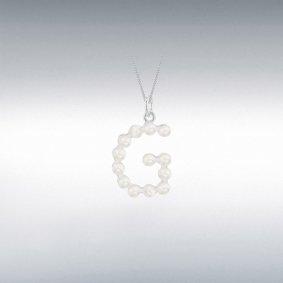 Sterling Silver 2.5mm Fresh Water Pearls Initial G Pendant 