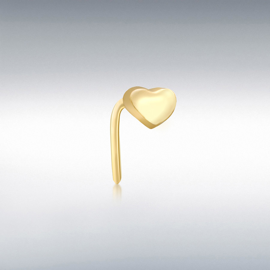 9ct Yellow Gold 4mm x 3mm Heart Shape Nose Piercing